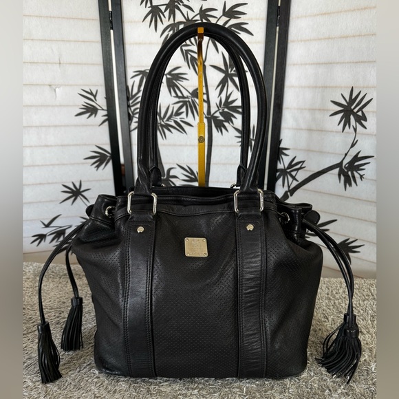 MCM Handbags - MCM Perforated calfskin leather bucket Tote Bag